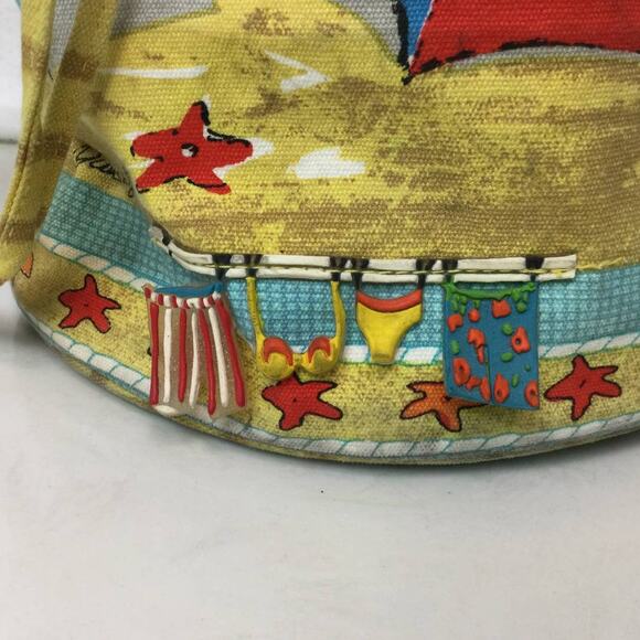 Anne Ormsby Sun n Sand Barrel style Drawstring Beach Bag - Picture 3 of 12